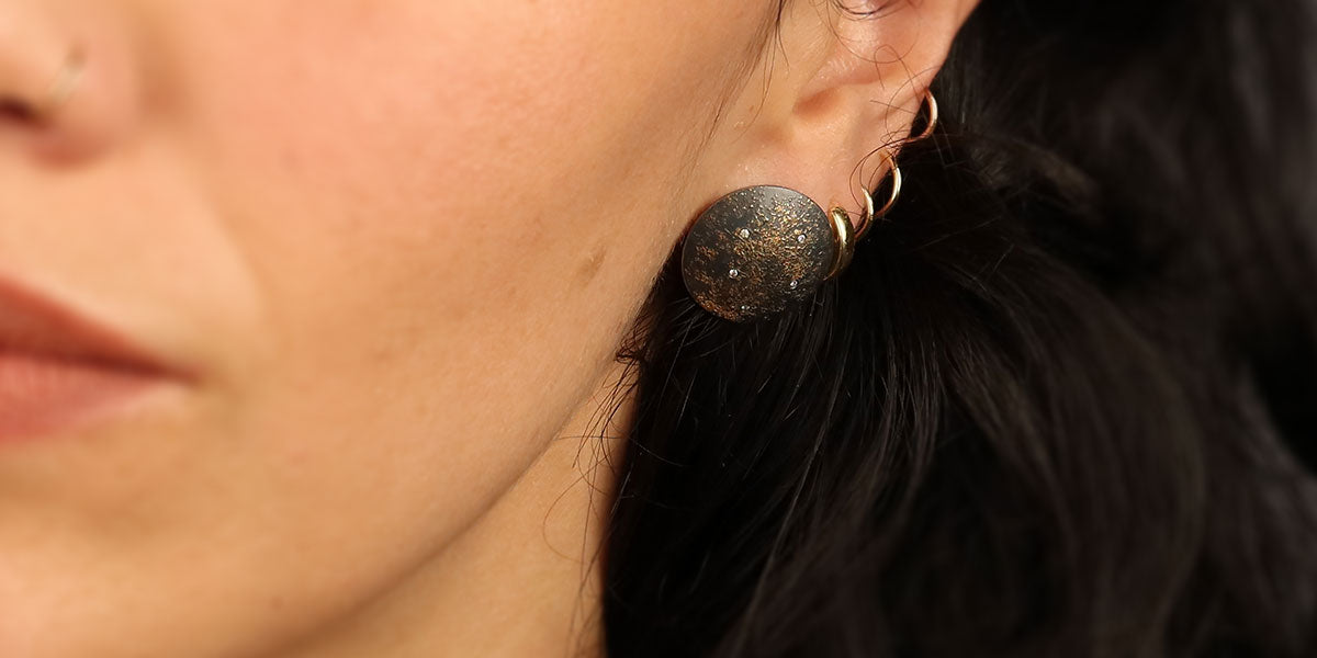 Under $2000 - Jewelsmith - model wearing gold dust earrings