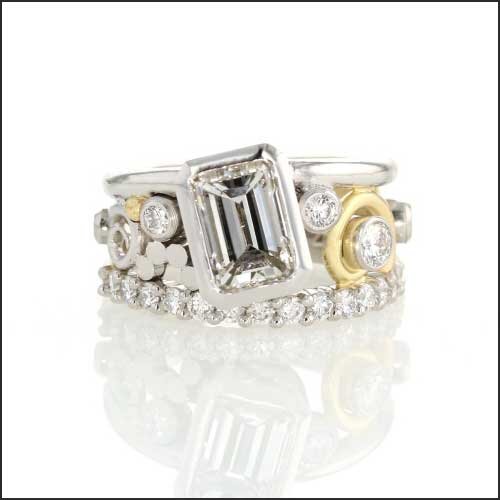 custom emerald cut diamond parts ring