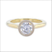 Double Milgrain Floating Bezel Engagement Ring 14KW 18KY, handcrafted engagement rings, Durham, NC | Jewelsmith