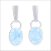 Aquamarine Cab Drop Earrings 14KW front