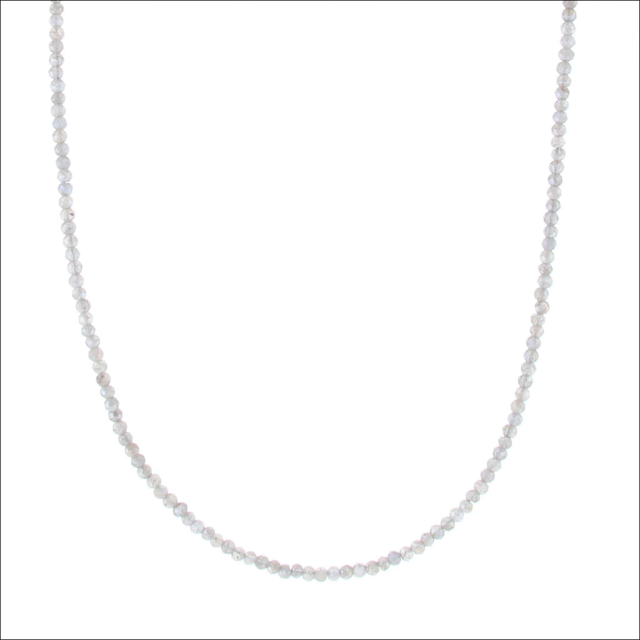 Labradorite Bead Strand Necklace 14KW 18" detail