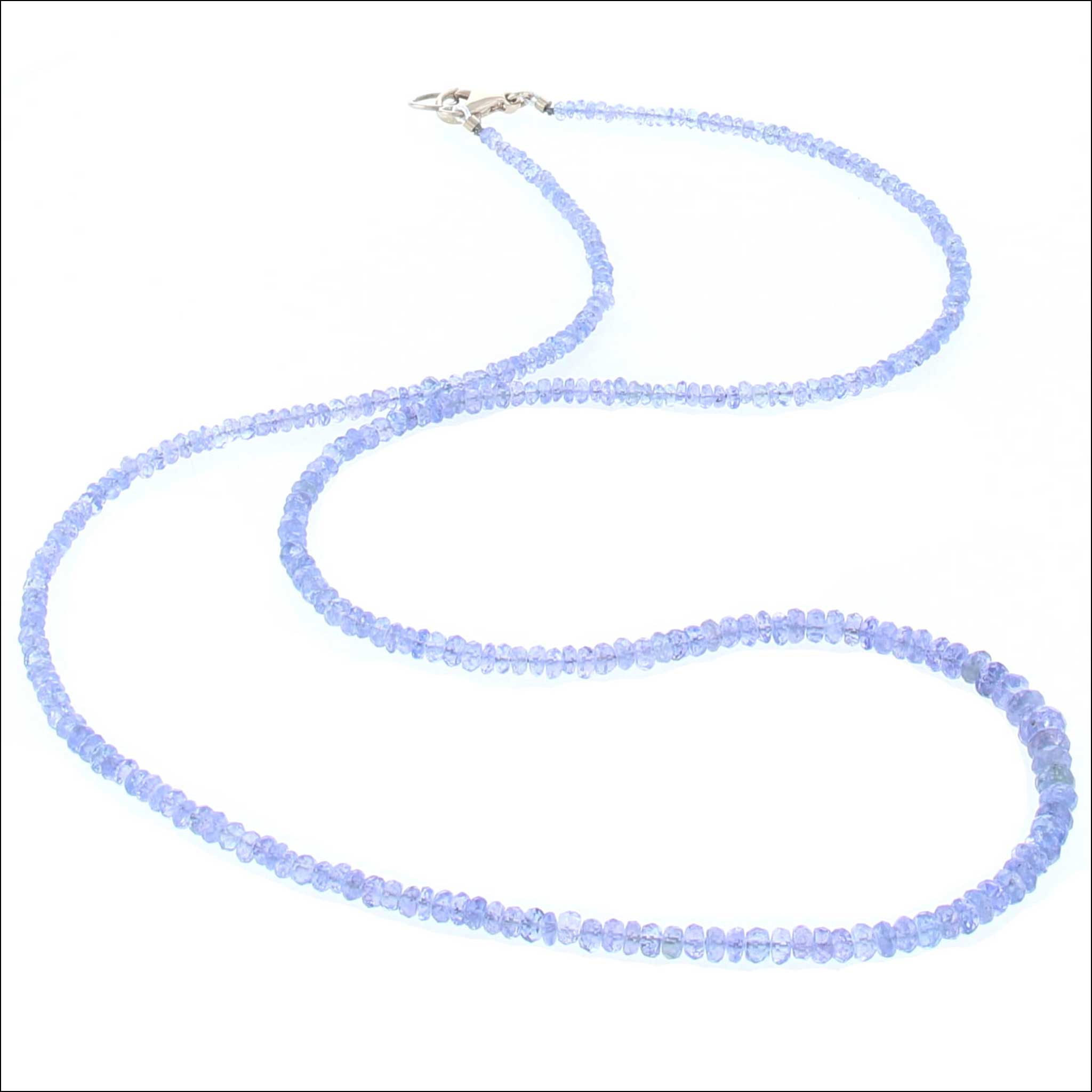 Tanzanite Bead Strand Necklace 14KW 22" whole