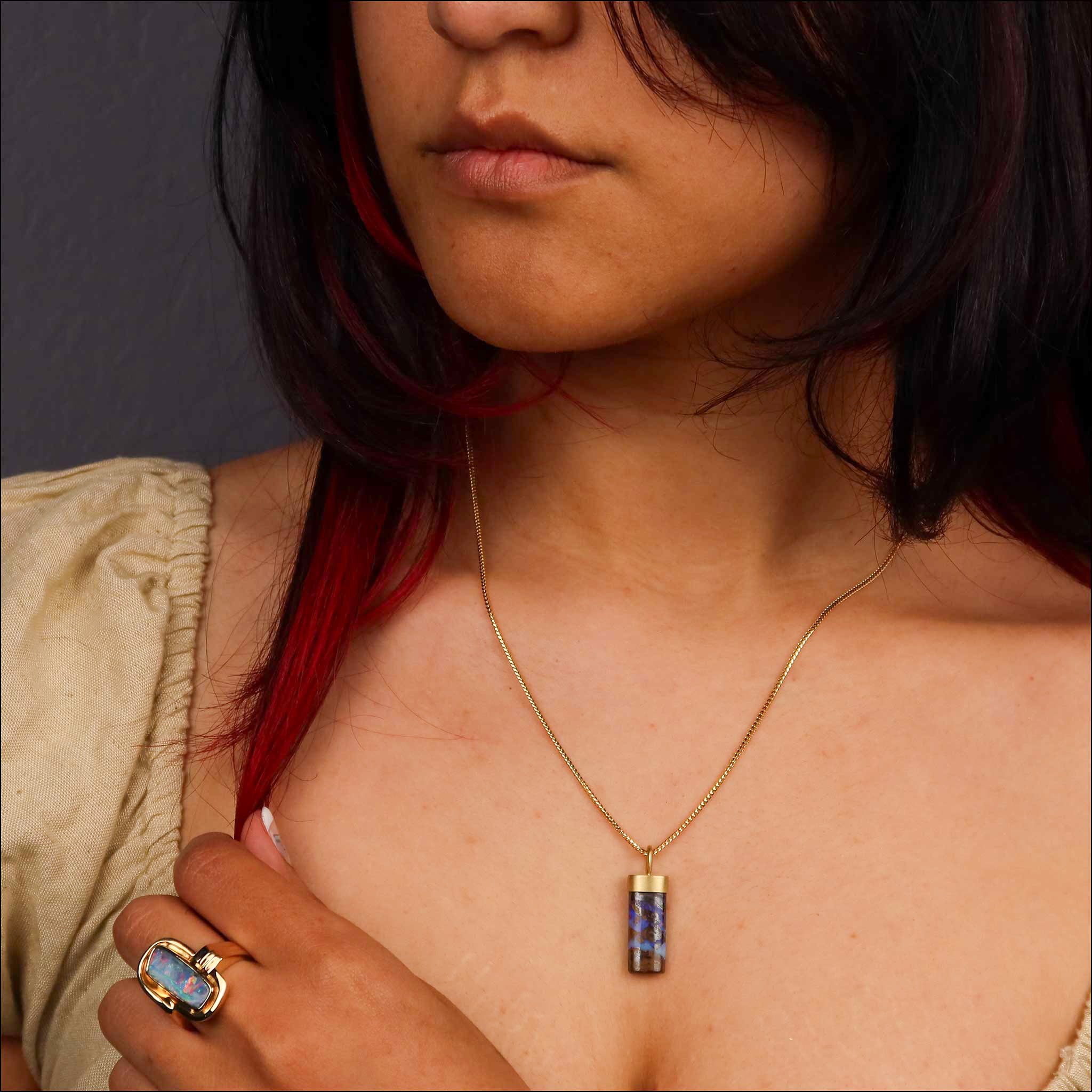 Cylindrical Boulder Opal Pendant 18KY model