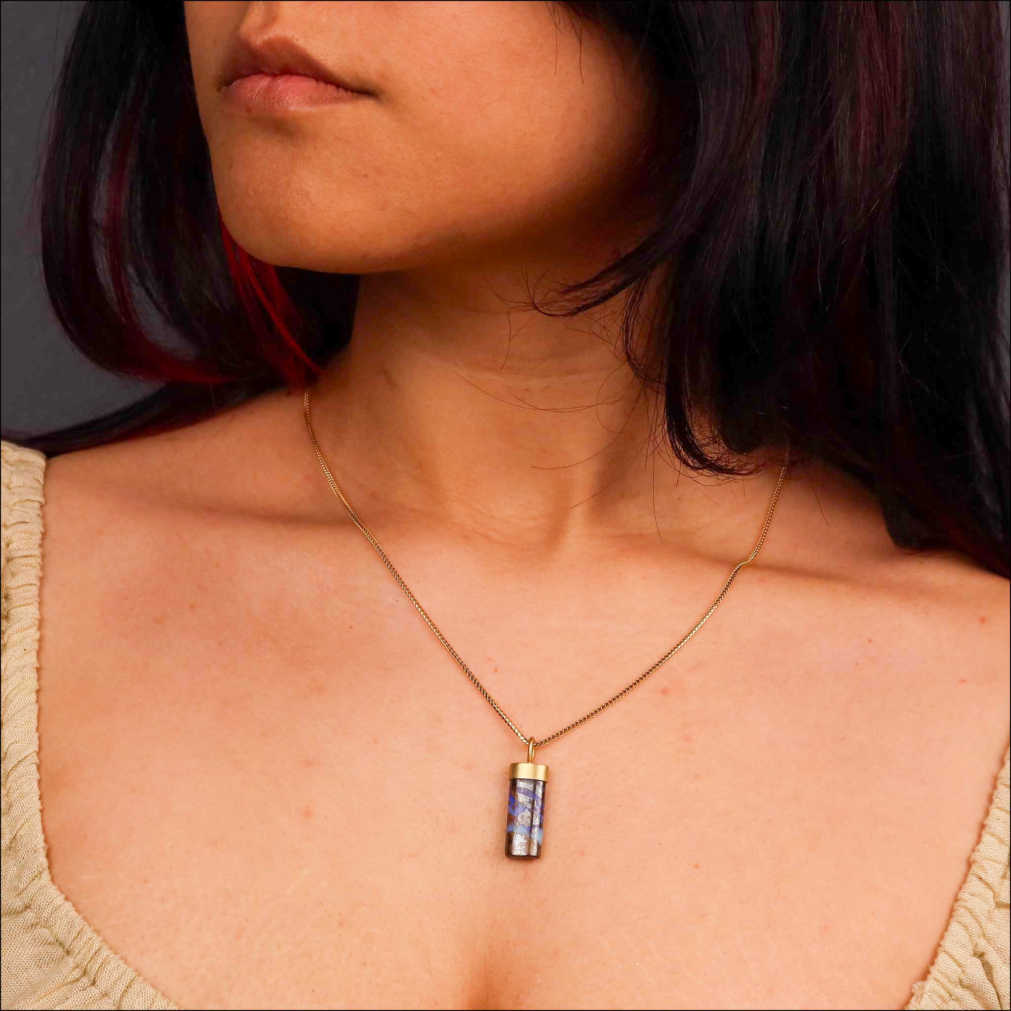 Cylindrical Boulder Opal Pendant 18KY model