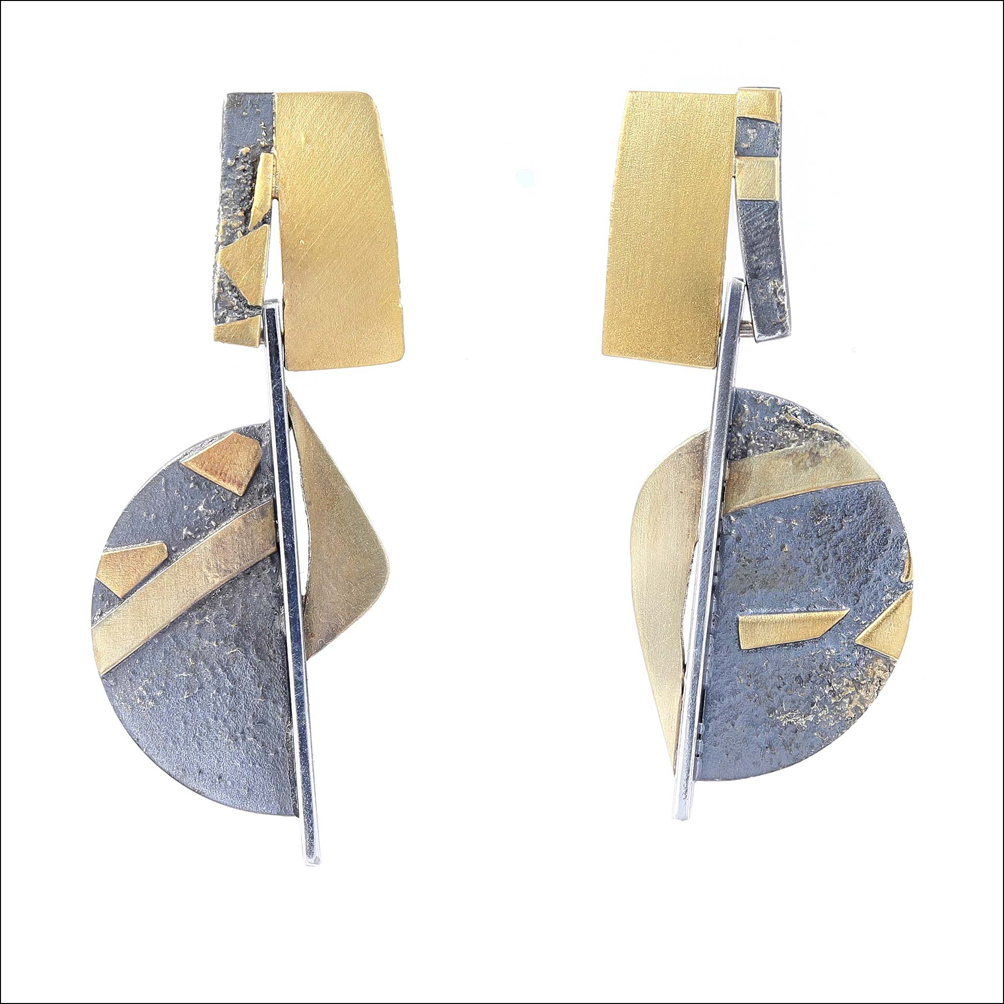 Textured Swinging Earrings 22KY 18KY Sterling Silver front