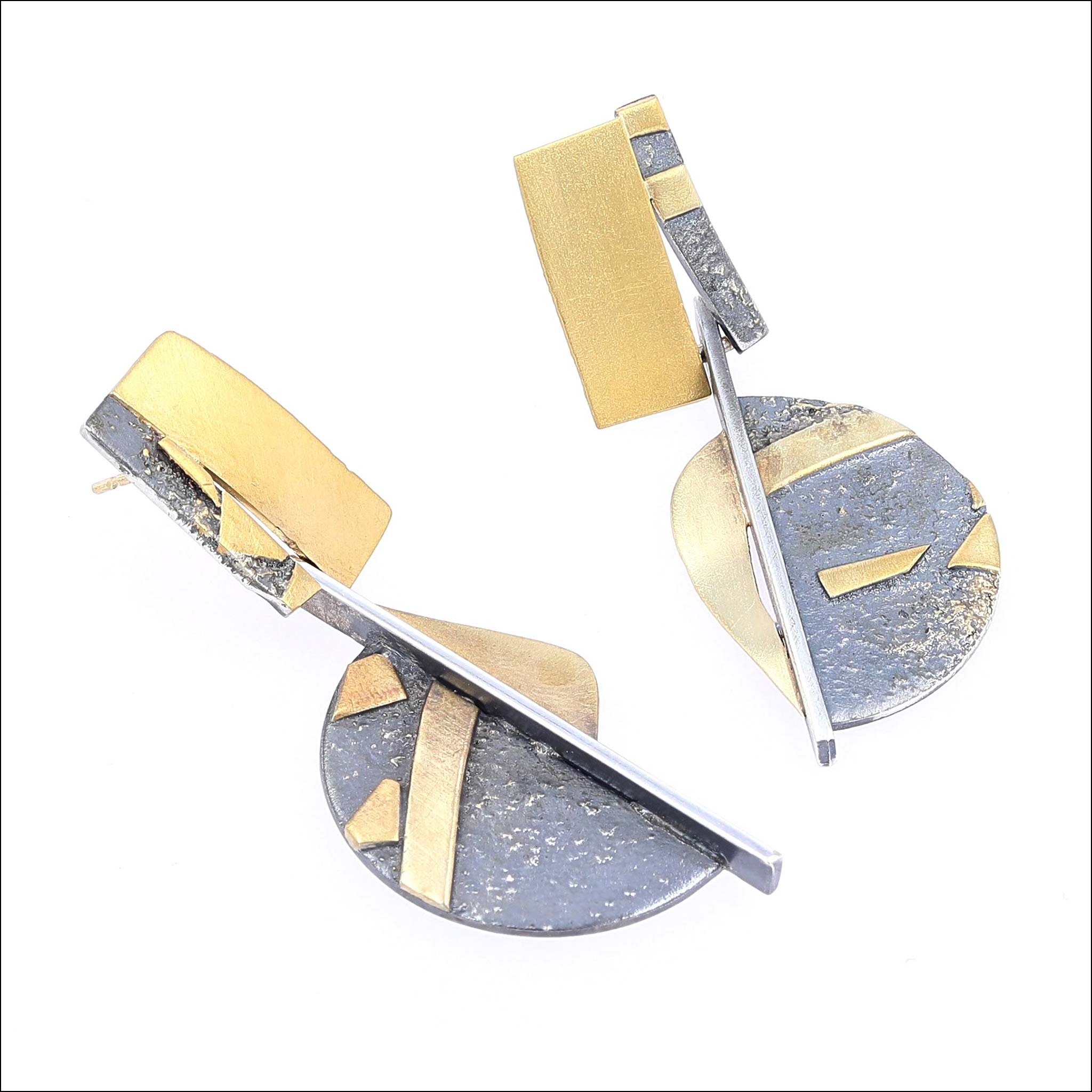 Textured Swinging Earrings 22KY 18KY Sterling Silver