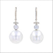 White South Sea Pearl and Diamond Lever Back Earrings 14KW 18KW (Consignment)