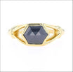 Hexagonal Rose Cut Black Diamond Split Shank Ring 18KY (Consignment) - Jewelsmith Durham NC Handcrafted Rings