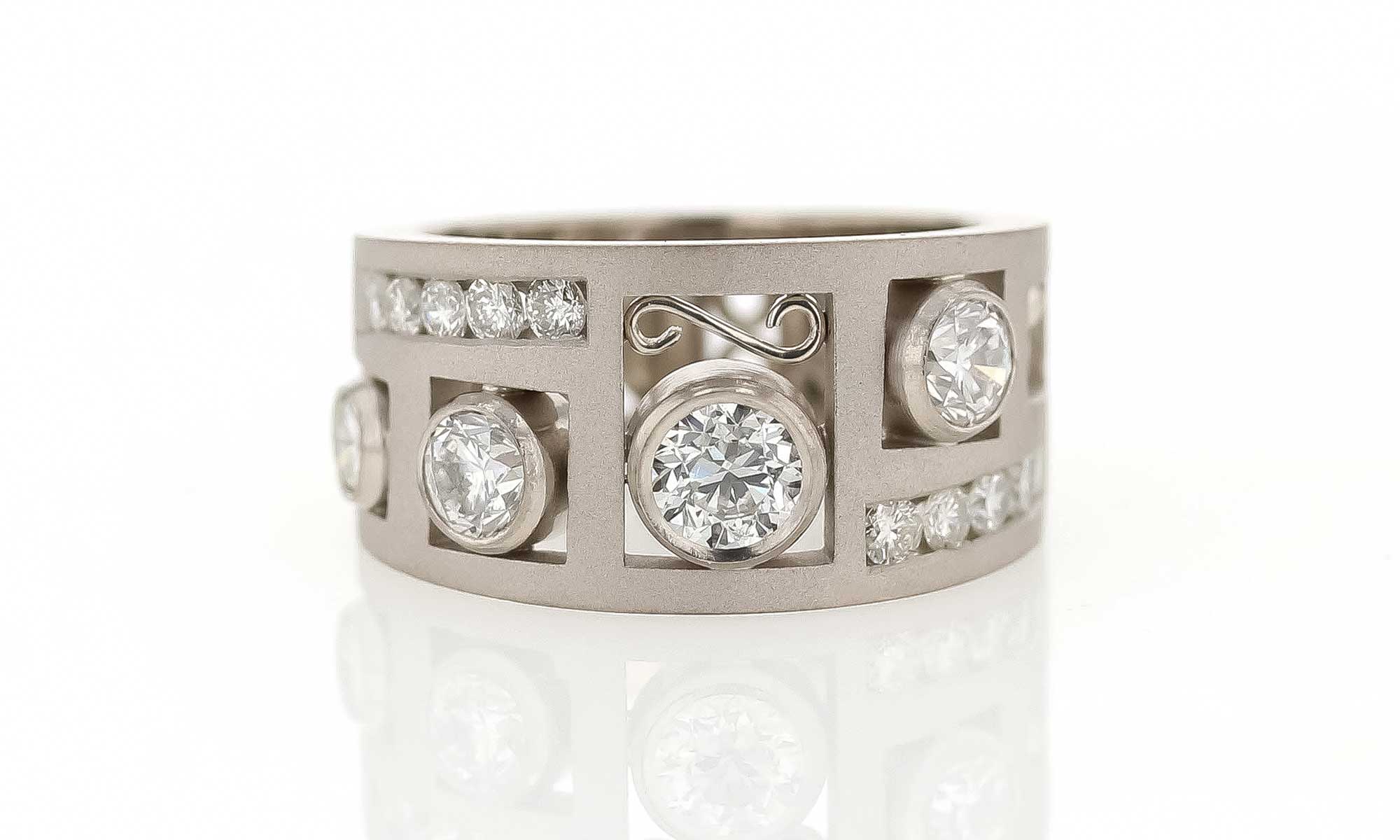 custom parts ring made with diamonds from clients old jewelry in Durham, NC