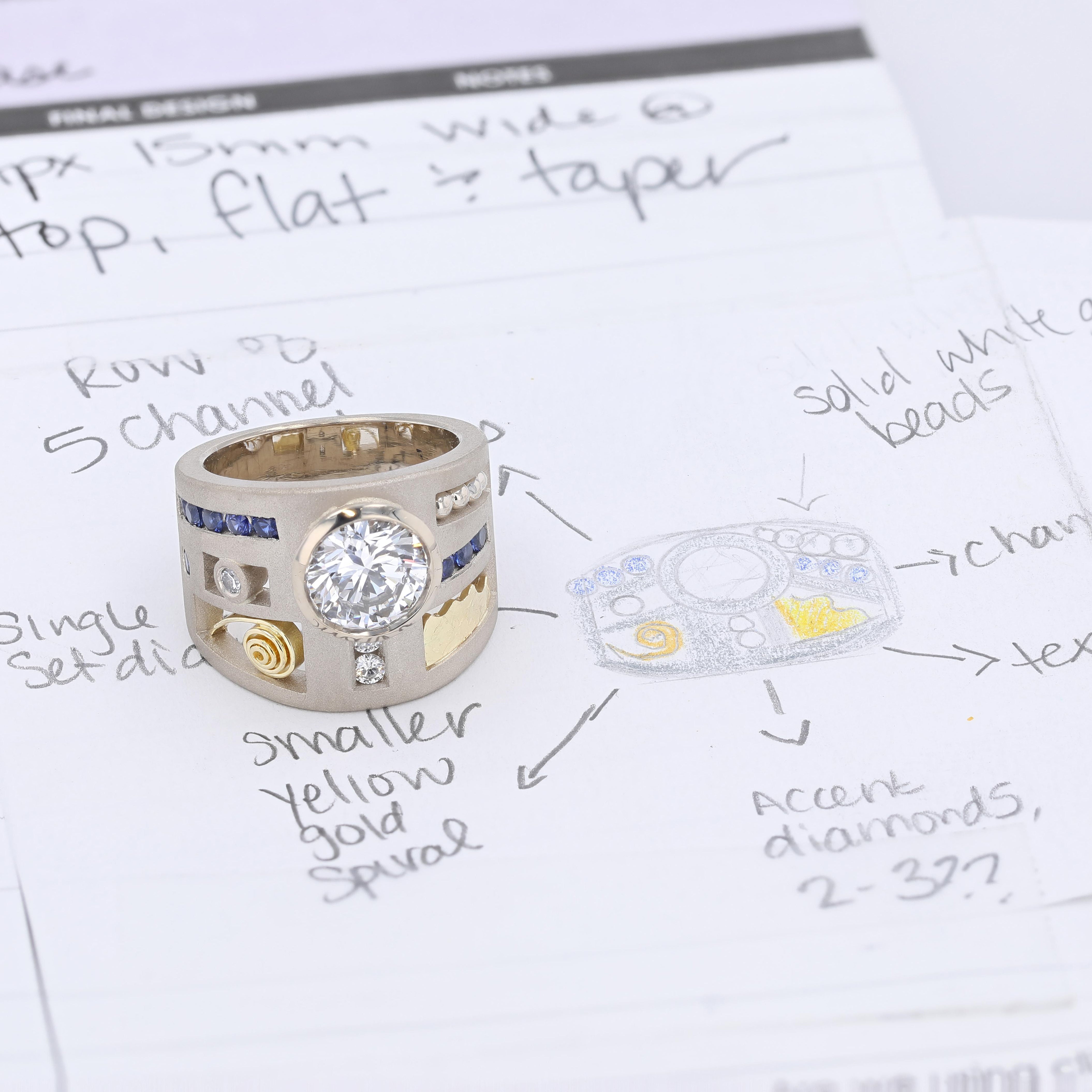 Drawing to Finished custom parts ring, finished ring on sketch