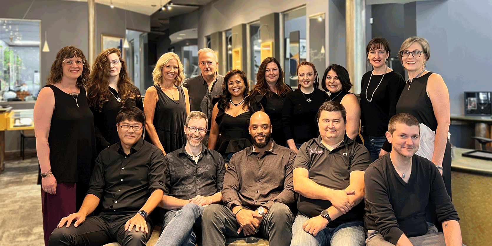Group staff photo looping serious and silly in Durham, NC