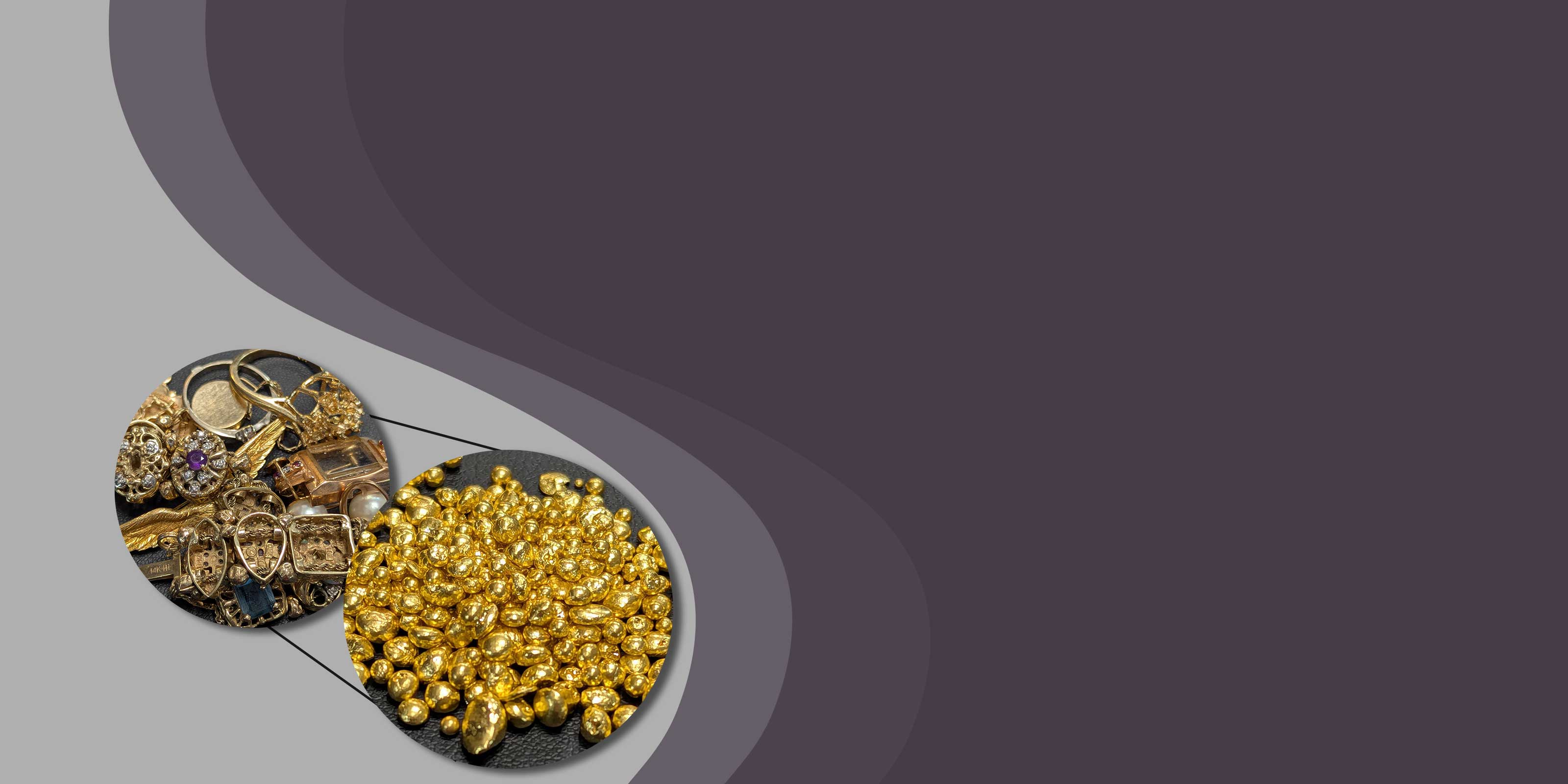 old jewelry to be recycled into 24K pure gold on purple background"
Suggested: "Old jewelry pieces ready for same-molecule refining into 24K recycled gold — Jewelsmith Durham