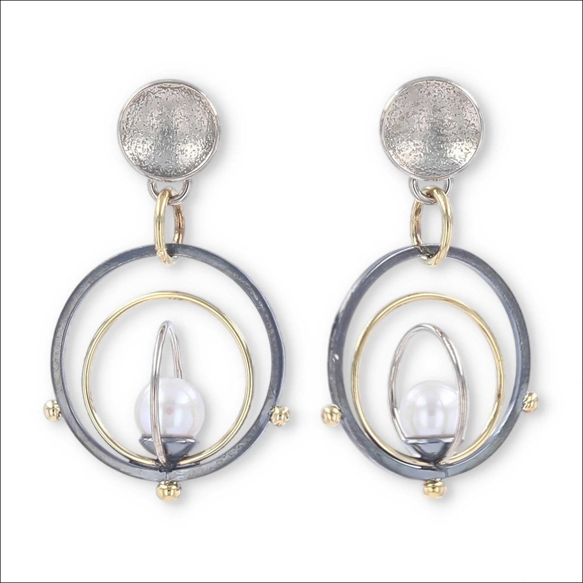 Akoya Pearl "Orbit" Earrings 18KY 14KW Sterling Silver - JewelsmithEarrings