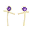 Amethyst Cross Twig Earring Studs 18KY - JewelsmithEarrings