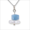 Aquamarine Bead Coin Pearl Pendant 14KW - JewelsmithPendants
