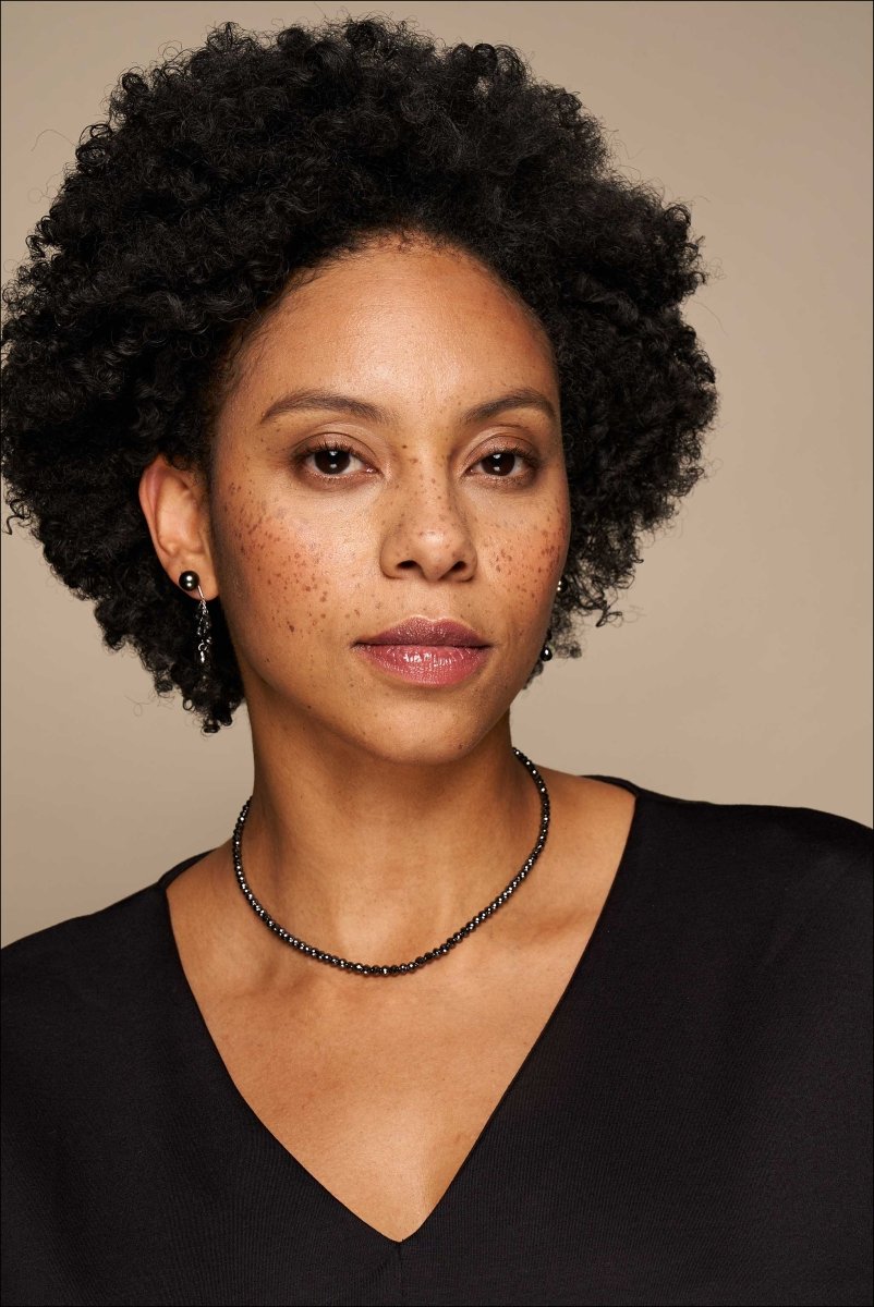 Black Diamond Bead Strand Necklace 18" 14KW 12.3cttw - JewelsmithNecklaces