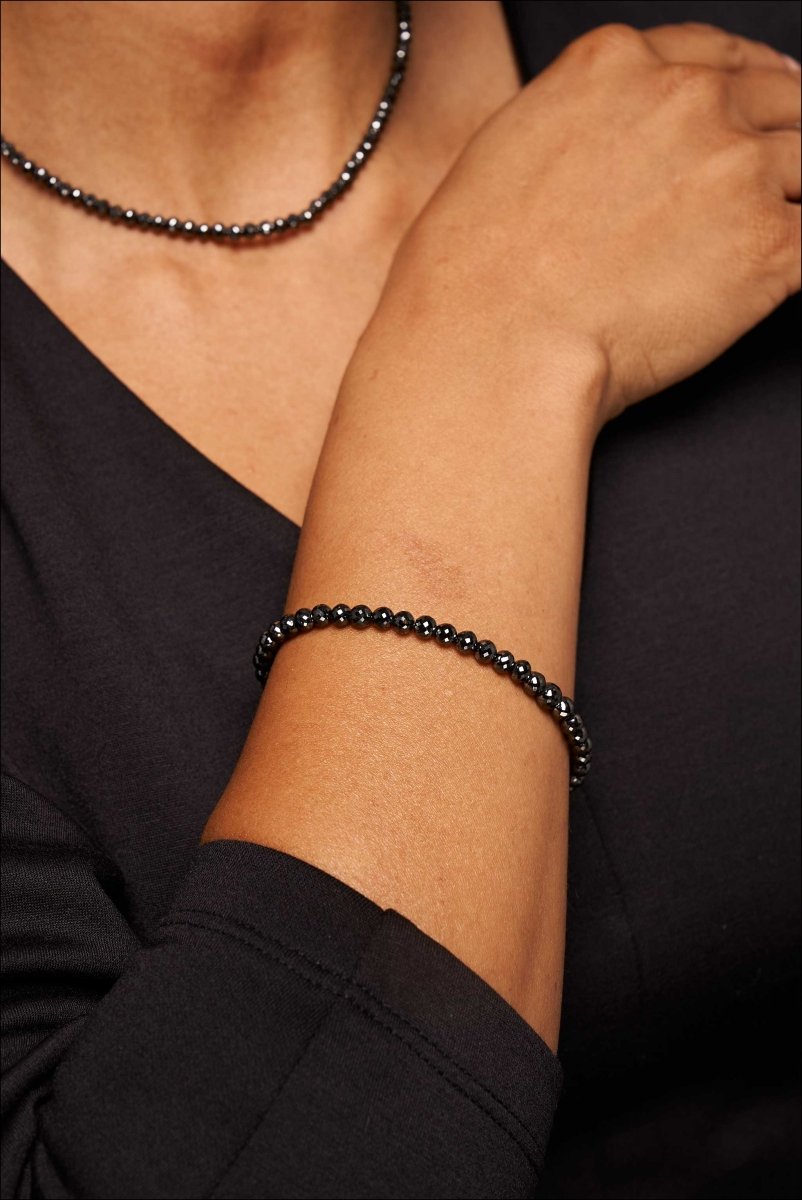 Black Diamond Bead Strand Necklace 18" 14KW 12.3cttw - JewelsmithNecklaces