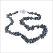 Black Diamond Briolette Bead Strand Necklace with Diamond Filigree Ball Clasp 14KW 18" (Consignment) - Jewelsmith - Durham NC - Handcrafted - Necklaces