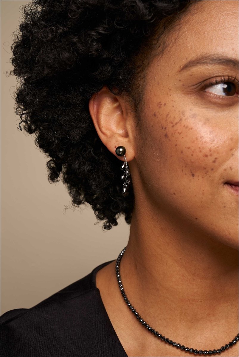 Black Diamond Briolette Cluster Earring Jackets 18KW (Consignment) - JewelsmithEarrings