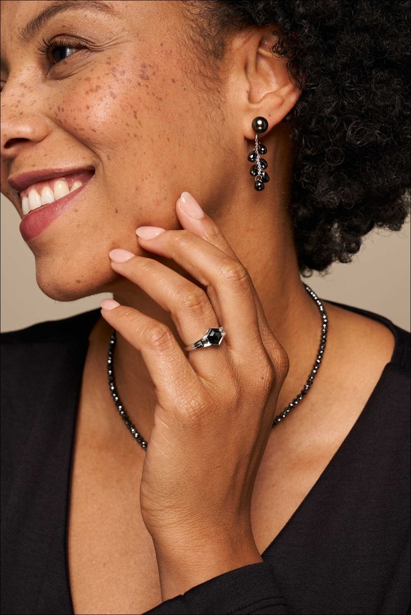 Black Diamond Briolette Cluster Earring Jackets 18KW (Consignment) - JewelsmithEarrings