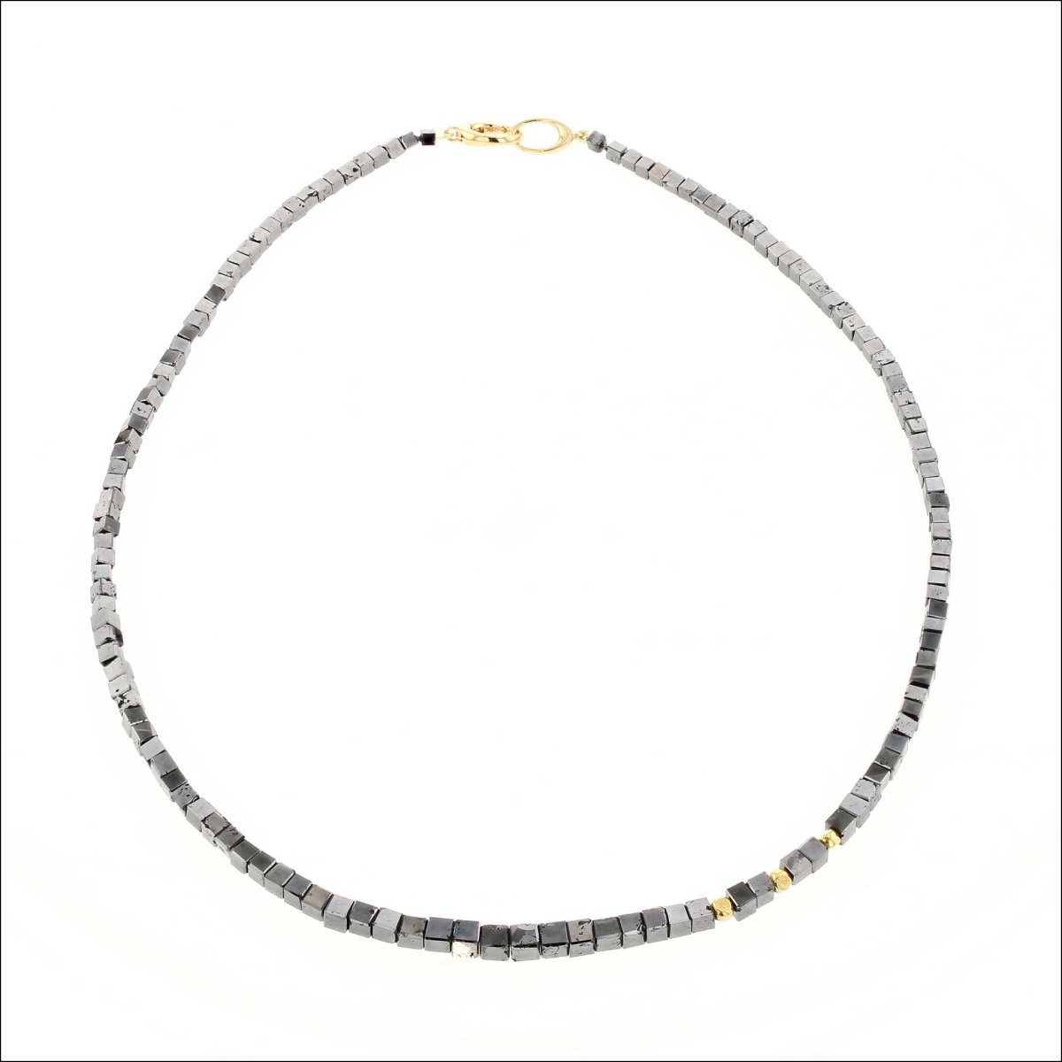 Black Diamond Cube Bead Strand Necklace 17.5" 18KY (Consignment) - JewelsmithNecklaces