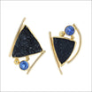 Black Druzy Sapphire Asymmetrical Stud Earrings 18KY 22KY (Consignment) - JewelsmithEarrings