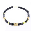 Black Tourmaline Lemon Quartz Bead Strand Necklace 18KY 17" - JewelsmithNecklaces