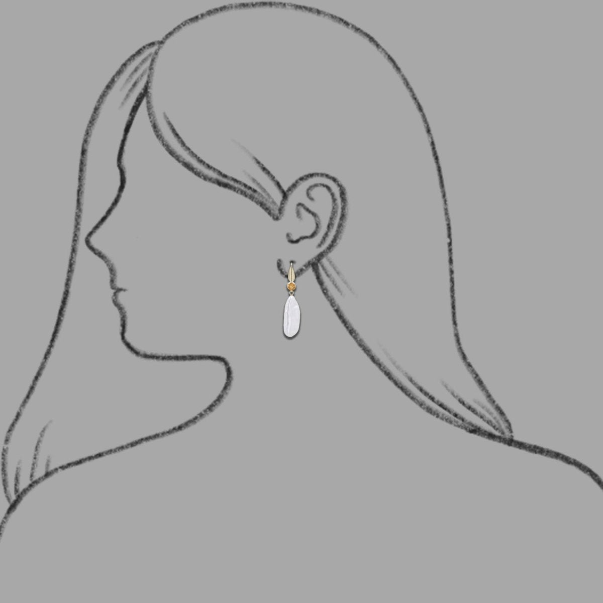 Citrine and Chinese Freshwater Baroque White Pearl Dangle Earrings 18KY - JewelsmithEarrings