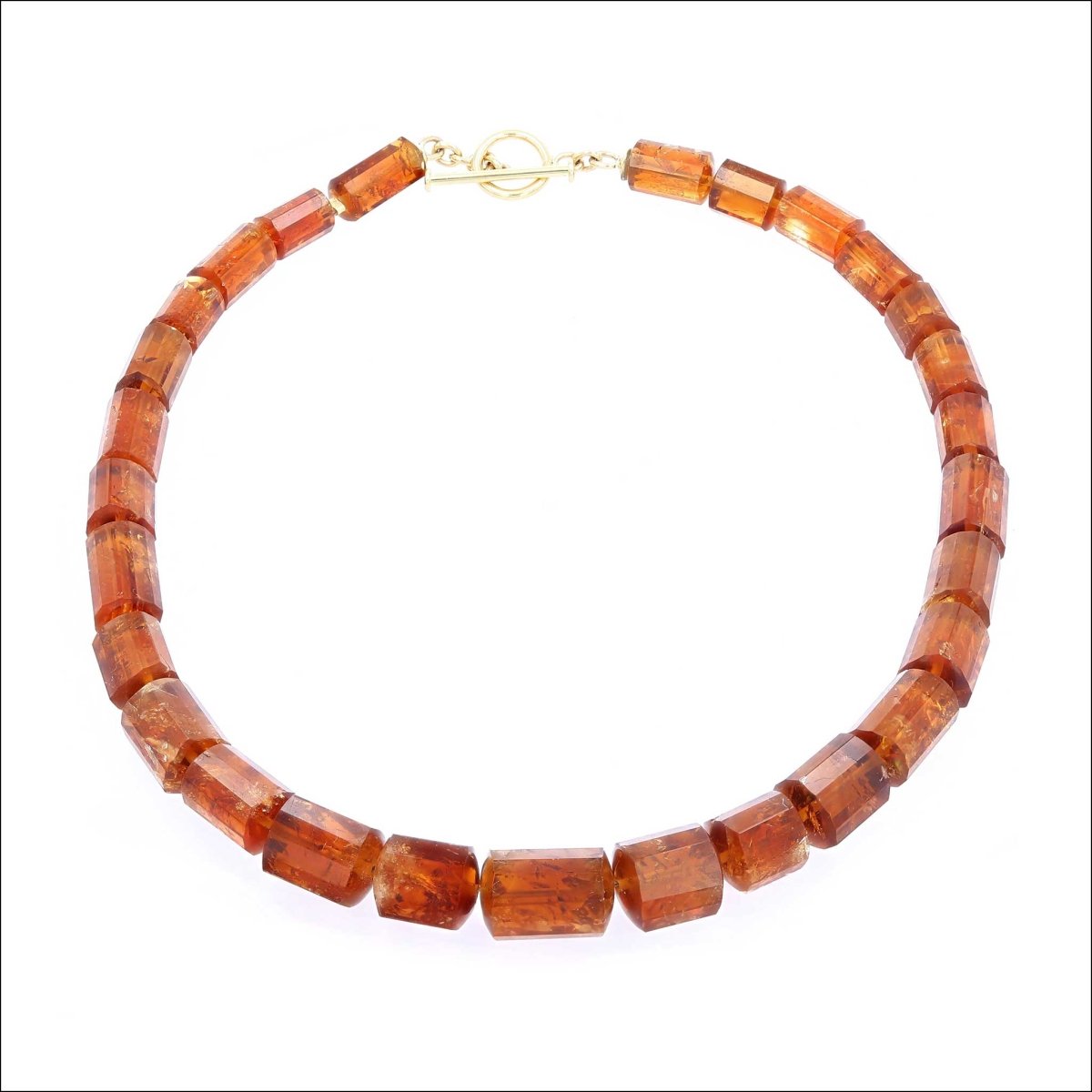 Cognac Citrine Bead Strand Necklace 18KY 18" - JewelsmithNecklaces