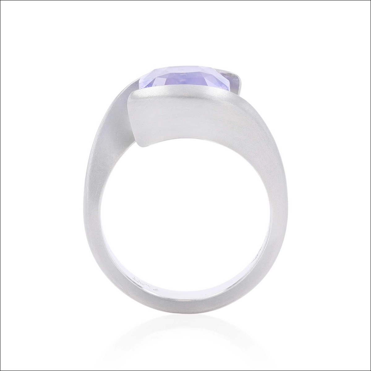 Cushion Cut Lavender Sapphire and Diamond Bypass Ring Platinum - Jewelsmith - Durham NC - Handcrafted - Rings