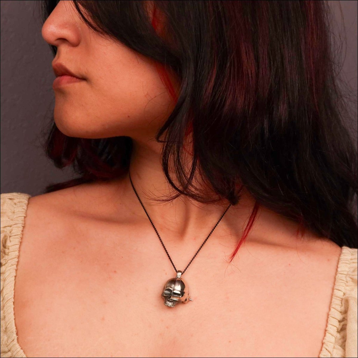 Cyber Skull Pendant Sterling Silver - Jewelsmith - Durham NC - Handcrafted - Pendants