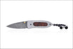 Damascus Steel Folding Knife Hand Engraved Tali Wood Inlay Handle - Jewelsmith - Durham NC - Handcrafted - Folding Knife
