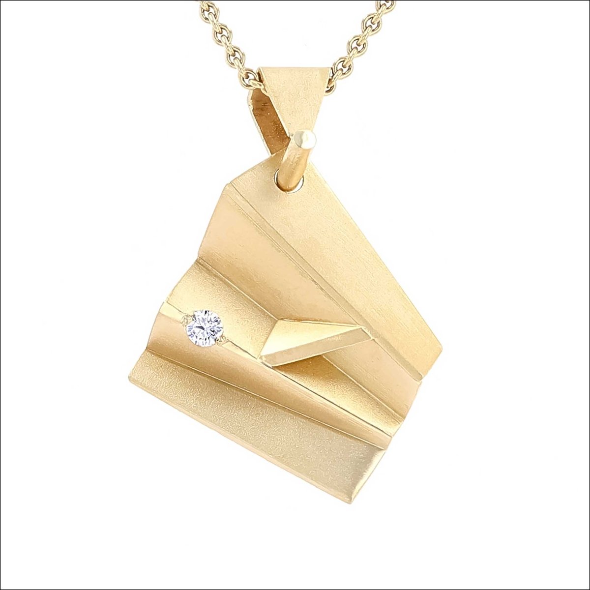 Diamond Abstract Fan Pendant 18KY - JewelsmithPendants