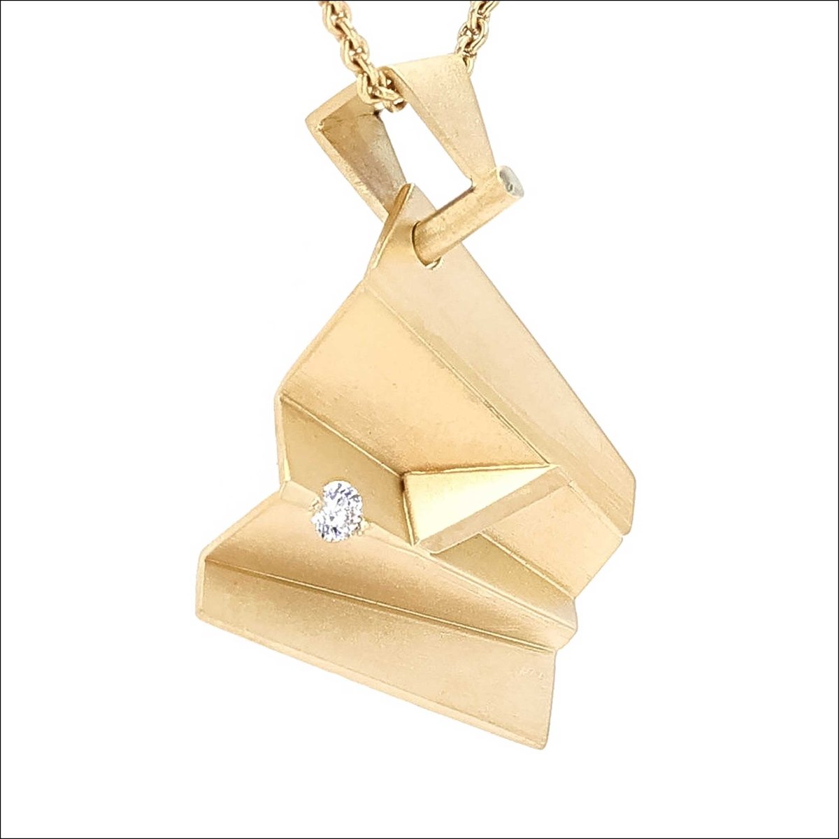 Diamond Abstract Fan Pendant 18KY - JewelsmithPendants