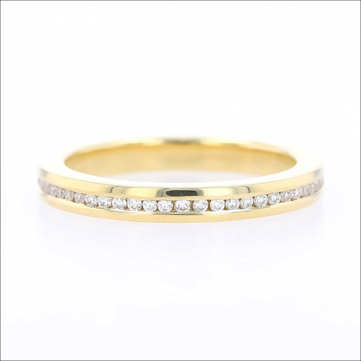 Diamond Channel Set Narrow Eternity Band 18KY 0.32cttw - JewelsmithBands
