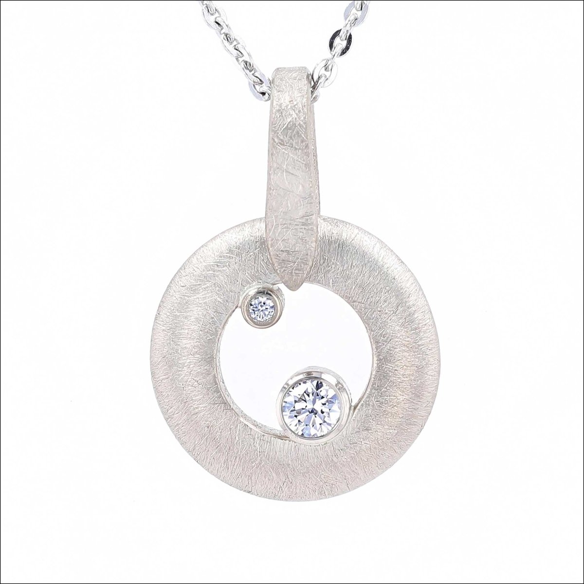 Diamond Circle Pendant 14KW - JewelsmithPendants