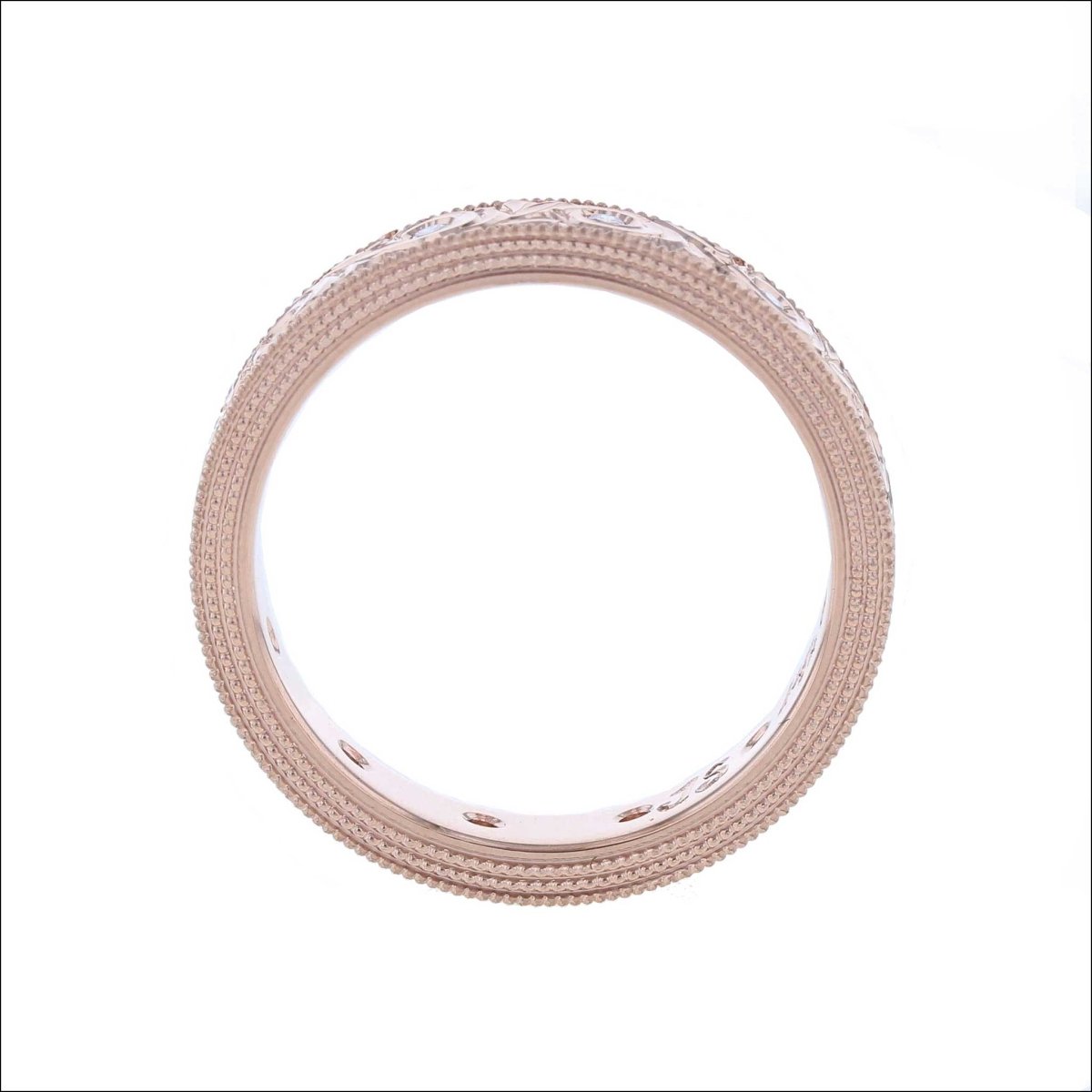 Diamond Hand Engraved Milgrain Scroll Eternity Band 14K Rose - JewelsmithBands