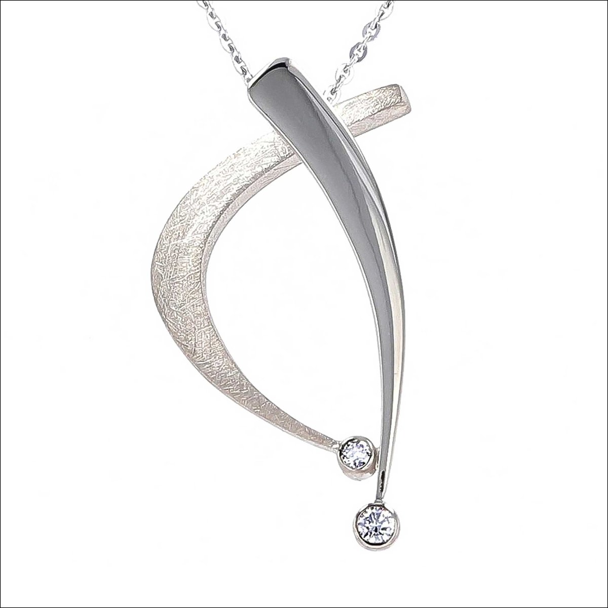 Diamond Hand Forged Pendant 14KW - JewelsmithPendants