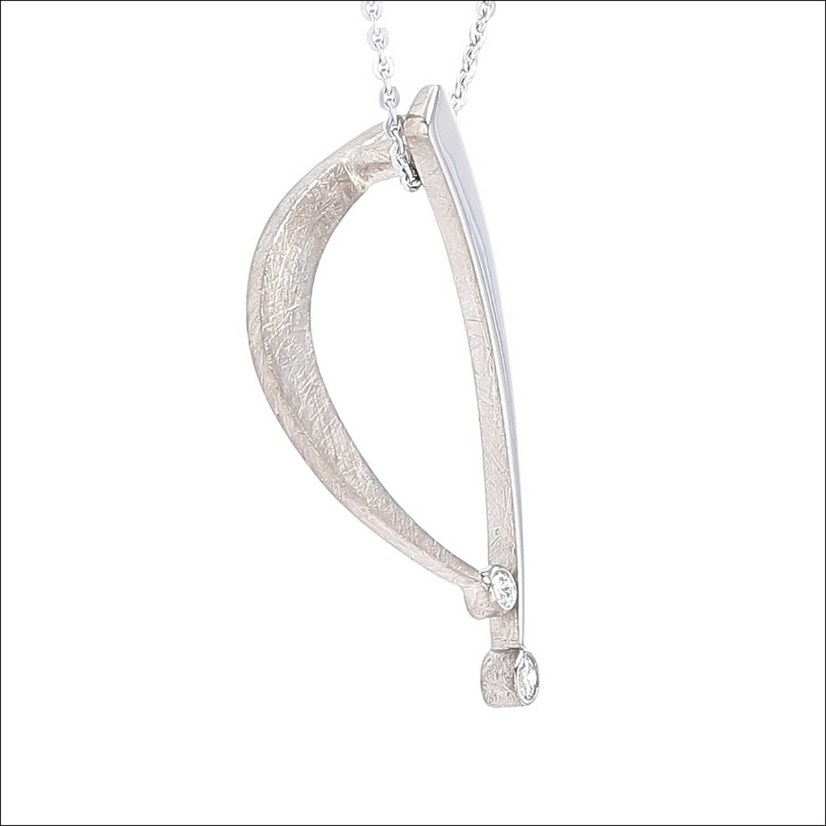 Diamond Hand Forged Pendant 14KW - JewelsmithPendants