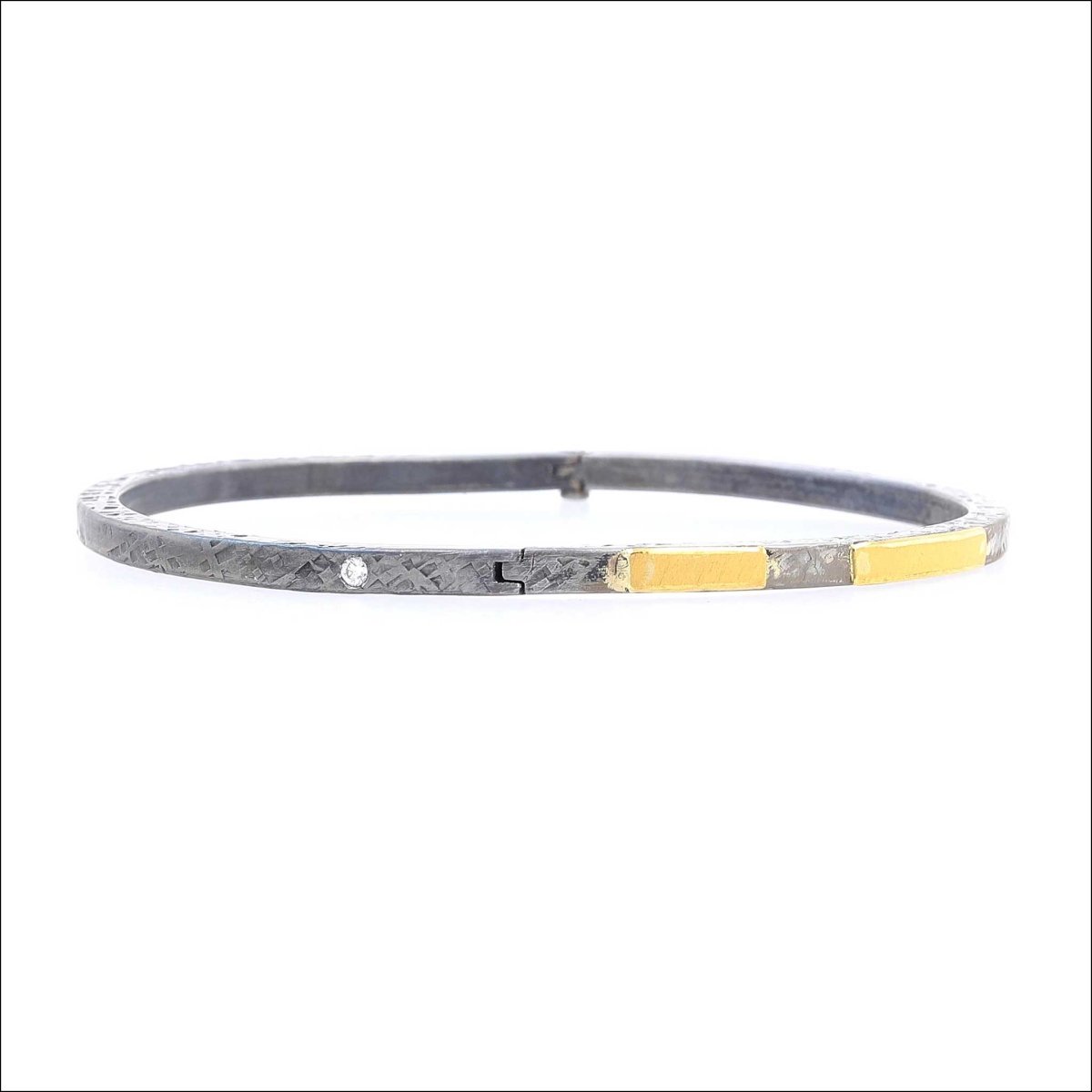 Diamond Hinged Bangle Bracelet Steel 22KY - JewelsmithBracelets