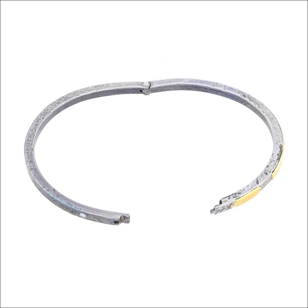 Diamond Hinged Bangle Bracelet Steel 22KY - JewelsmithBracelets