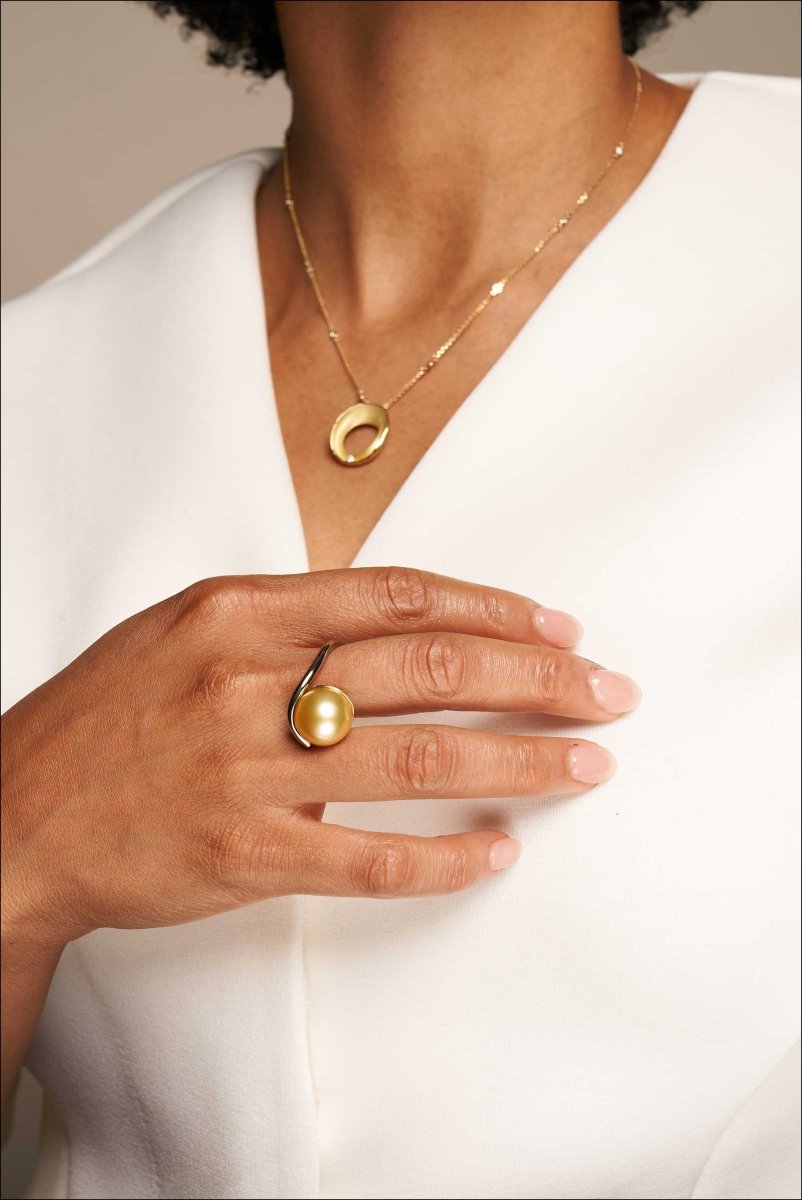 Diamond Organic Concave O Pendant 18KY - JewelsmithPendants