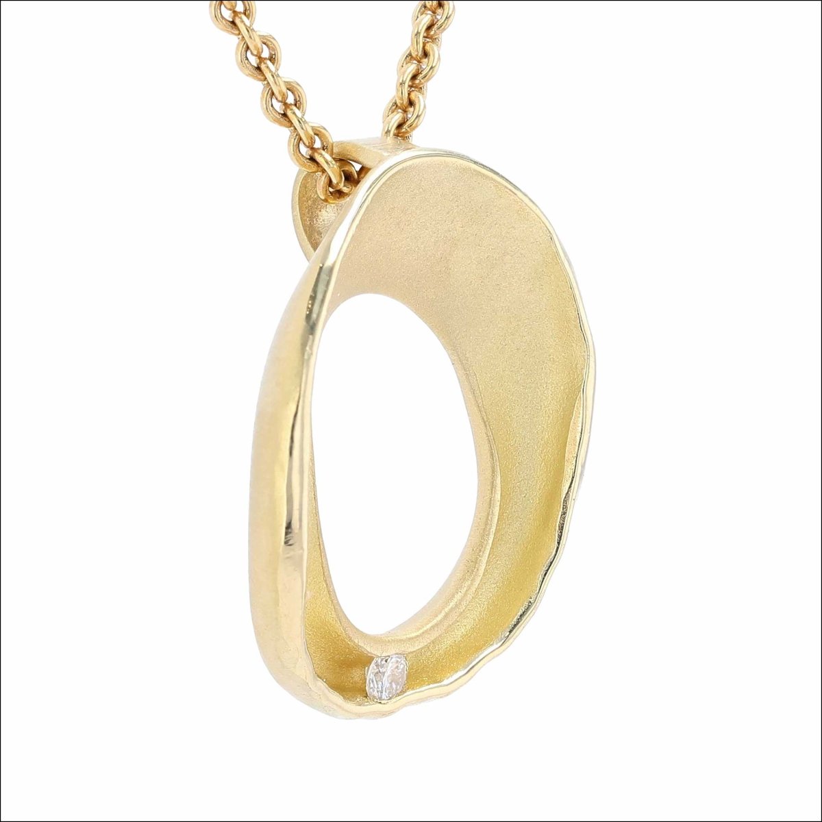 Diamond Organic Concave O Pendant 18KY - JewelsmithPendants