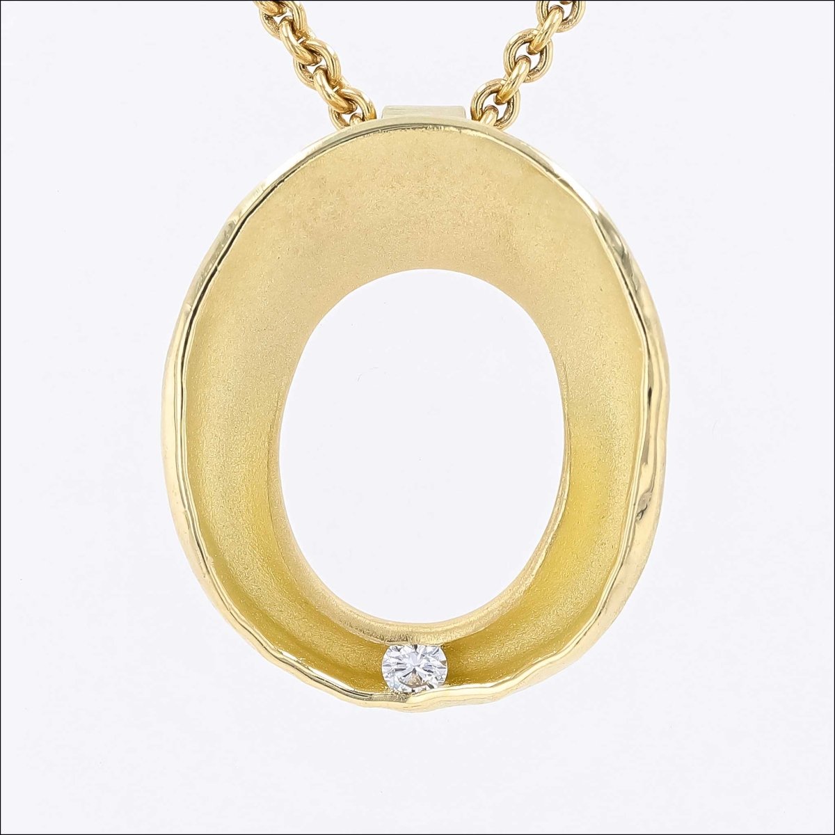 Diamond Organic Concave O Pendant 18KY - JewelsmithPendants