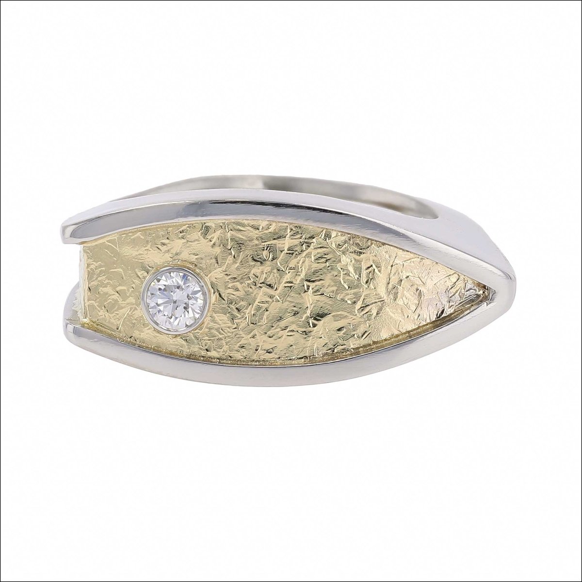 Diamond Textured Sheet Open Shank Ring 18KY Platinum - JewelsmithRings