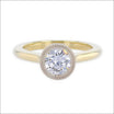 Double Milgrain Floating Bezel Engagement Ring 14KW 18KY - Jewelsmith - Durham NC - Handcrafted - Engagement Rings