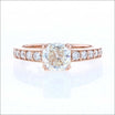 Double Prong Cushion Diamond with Bead Set Side Diamonds Engagement Ring 14K Rose (Consignment) - JewelsmithEngagement Rings