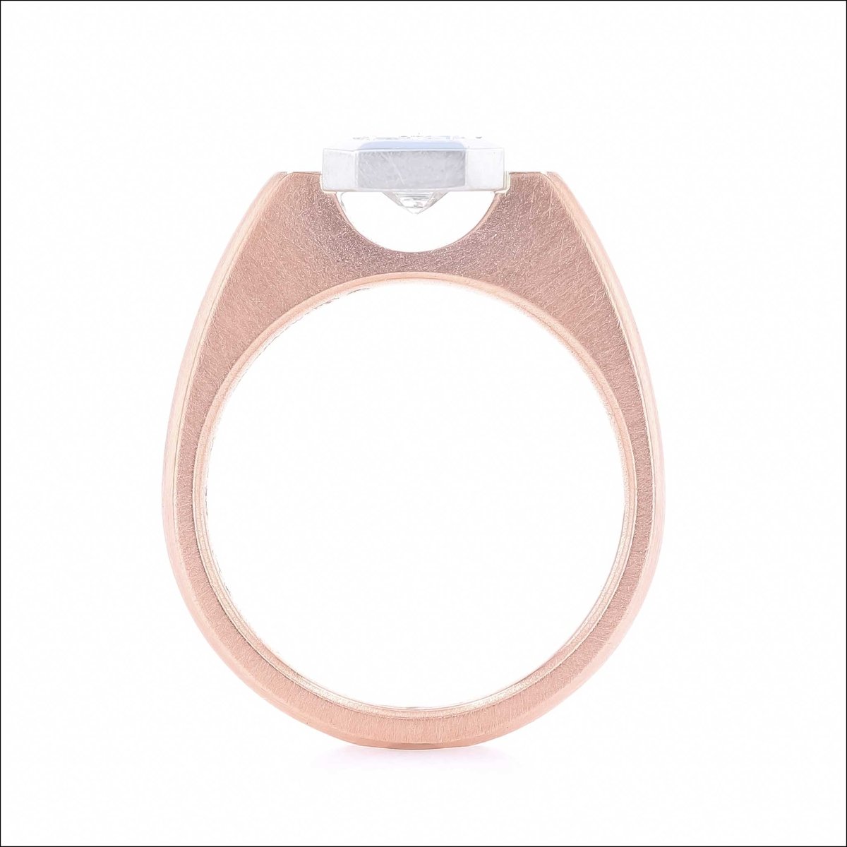 Emerald Cut Floating Bezel Engagement Ring 14K Rose Platinum - JewelsmithEngagement Rings