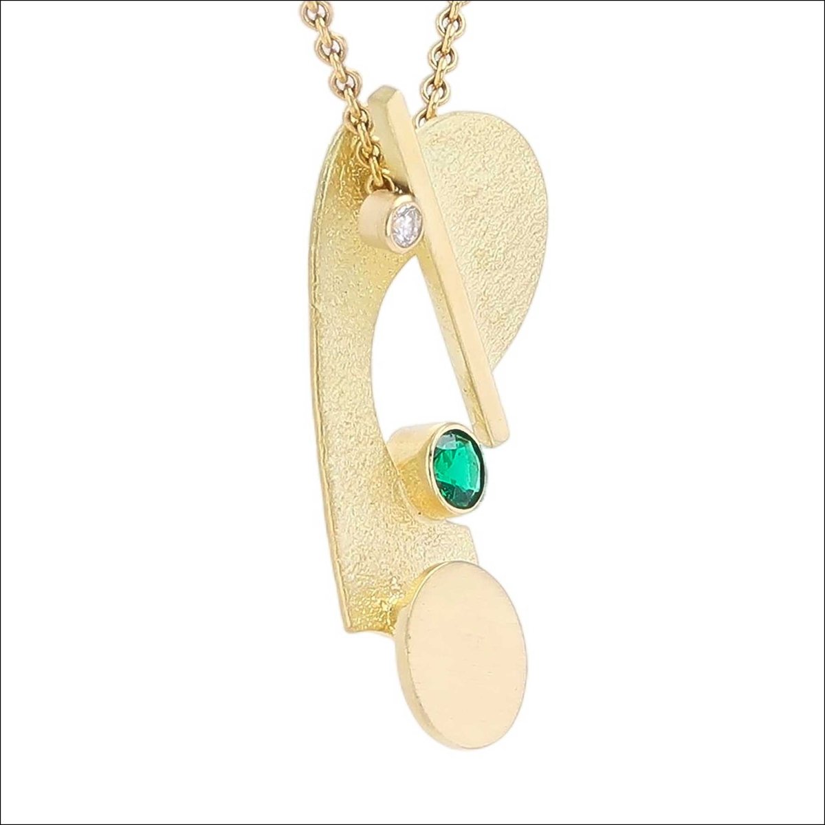 Emerald Diamond Textured Sheet Pendant 18KY - JewelsmithPendants