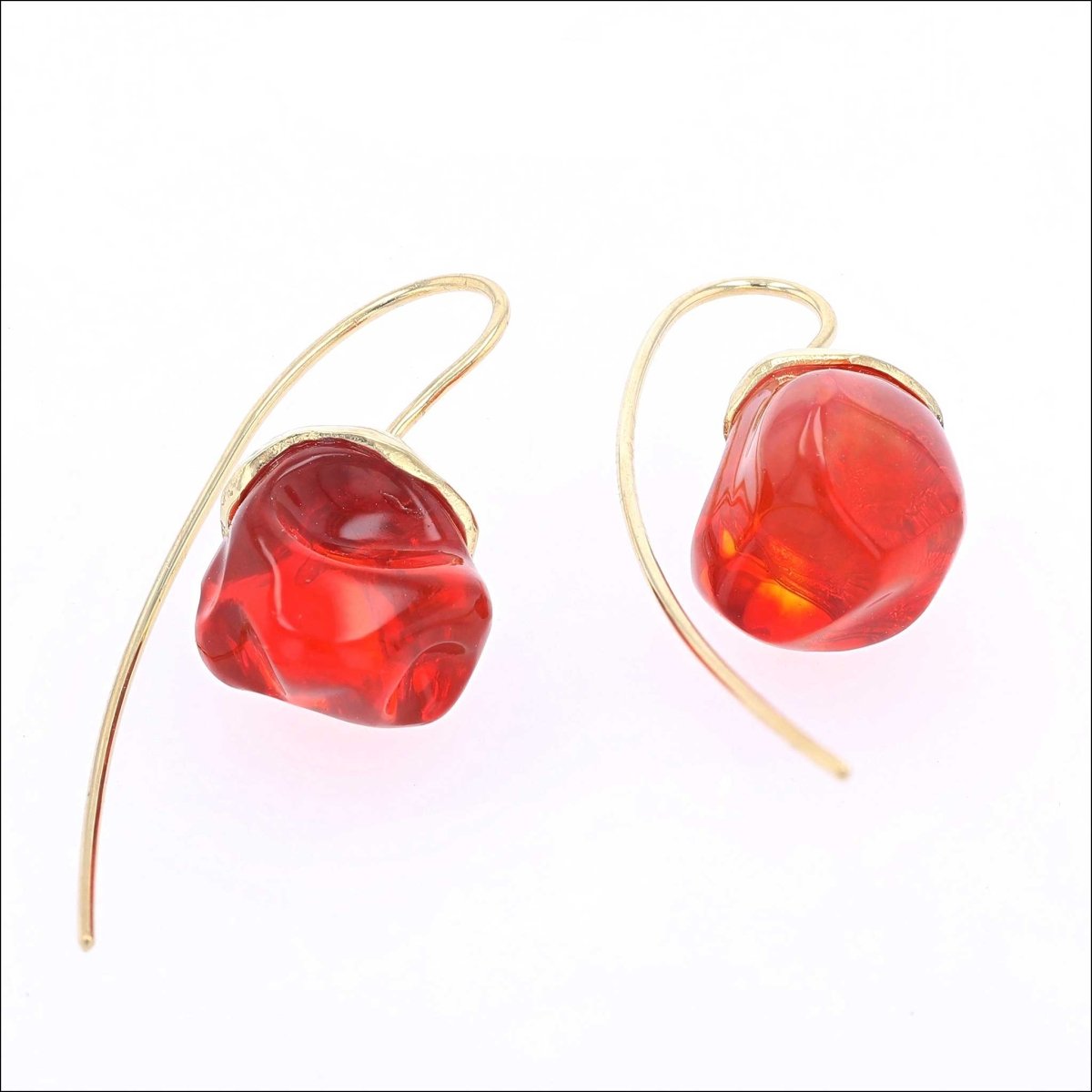 Freeform Fire Opal Nugget Earrings 18KY - JewelsmithEarrings